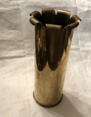 Vintage 1941 Ww Ii Trench Art Solid Brass Artillery Shell Vase 10 1/2 " Heavy