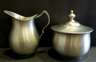 Vintage Stieff Pewter Creamer And Sugar Bowl Set Curved Design P151 P152 Excell.