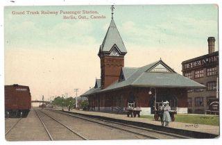 Berlin Ontario,  Grand Trunk Railway Station,  Old Postcard By Valentine,  Unposted