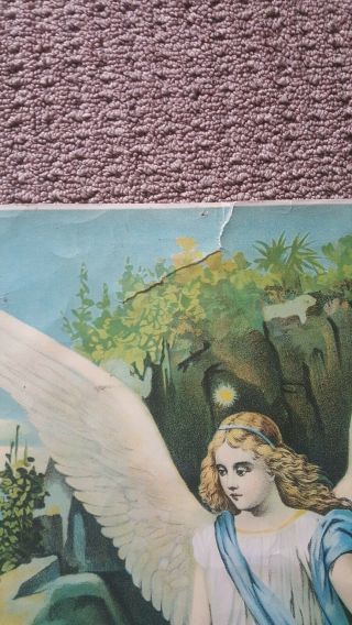 Vintage The Holy Guardian Angel Print Child Snake Serpent German Lithograph 2