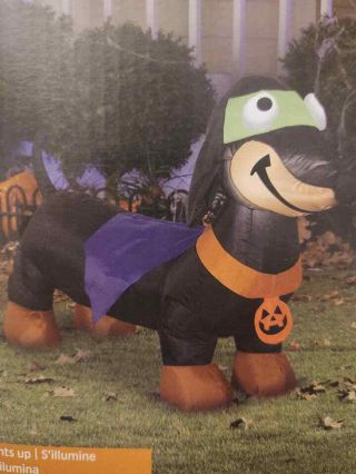 Gemmy Halloween 4 Ft Dachshund Weiner Dog Airblown Inflatable Yard Decor