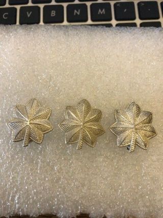 Ww2 Sterling 3 Piece Set Of Lt.  Colonel Pin Back Pins -