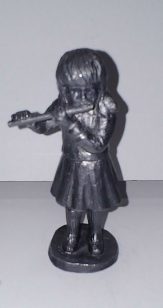 Vintage Michael Ricker Pewter Figurines Girl Playing Flute/piccolo Signed