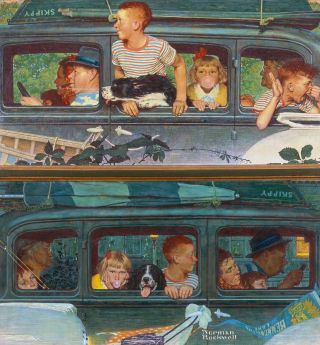 Norman Rockwell Print " The Outing " / " Going And Coming Home " Family Vacation 11x15
