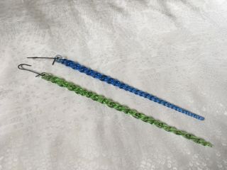 Antique German Twisted Glass Icicle Christmas Tree Ornaments.  Blue Green
