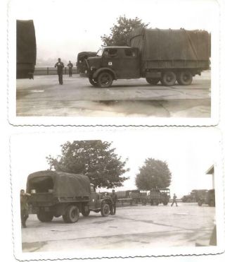2 Ww2 Photos - 198th Signal Battalion Trucks - Camp Smith