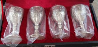 Corbell & Co.  Silver Plated 3.  25 " Chalice Set Of 4 Box Cond.