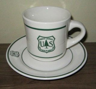 One U.  S.  Forest Service Coffee Cup/mug & Saucer Saucer Marked Jackson China