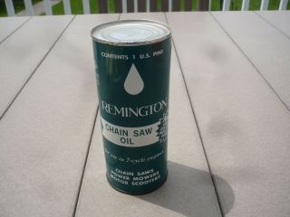 Vintage Remington Chain Saw Oil 1 Pint Tin Can Full