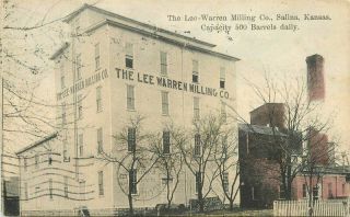 1909 Salina Kansas Lee Williams Milling Company Agriculture Industry Postcard