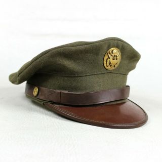 Us Army Enlisted Men Em Dress Cap Visor Hat Insignia Badge Burk & Co Size 6 7/8