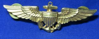 Wwii 1/20 10k Gold Navy Naval Aviator Pilot 2 3/4 Inch Wings Badge
