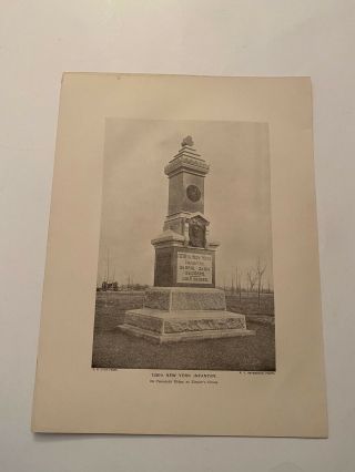 Kp86) 126th York Infantry Monument Battle Of Gettysburg Civil War 1900 Print