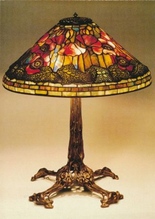 Vintage Postcard - Tiffany Studios - Poppy Table Lamp - Leaded Favrile Glass Bronze