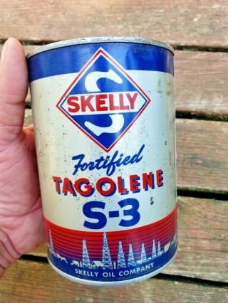 Vintage 1950s Skelly Tagolene S - 3 Motor Oil Can Empty
