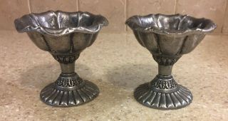 2 Collectible Vintage 1997 Carson Pewter Cup 4 " Tall 3/4 " Deep 3 1/2 O.  D.  Top