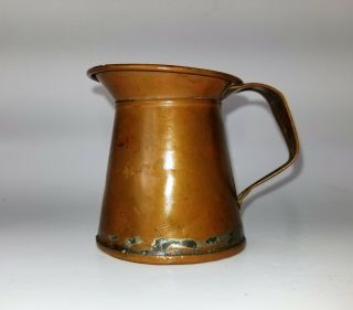 Vintage Small Handmade Primitive Copper Pitcher Creamer Great Rustic Patina
