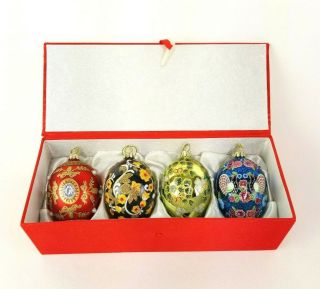 2017 Joan Rivers Russian Faberge Inspired Egg Ornaments Set Of 4 Christmas