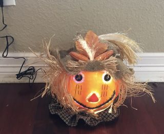 Fiber Optic Pumpkin Jack O Lantern Scarecrow Color Changing