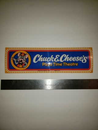 Vintage Chuck E Cheese Pizza Time Theatre Bumper Sticker Decal Scrapbook 1982