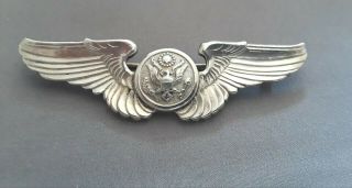 Vintage Wwii 2 Sterling Silver Usaaf Pilot Wings Pin Badge 3 " Wide