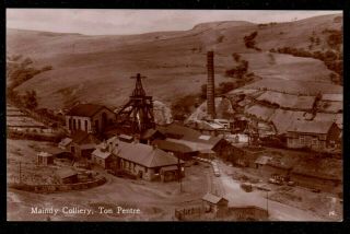 1920 Maindy Colliery Ton Pentre Wales Real Photo Postcard Welsh Coal Mine Mining