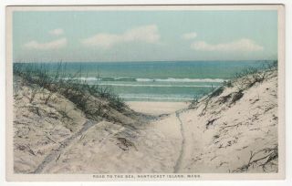 Nantucket Island Massachusetts Pc Postcard Road To The Sea H Marshall Gardiner