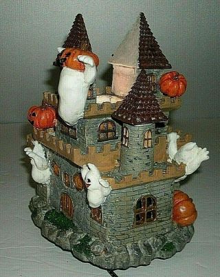 Halloween Haunted Resin House Castle Rotating Color Wheel 7 1/2 " T X 5 1/2 X 5 "