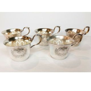 Vintage WEBSTER WILCOX International Silver Co Set of 5 Plated Punch Cups 346 2