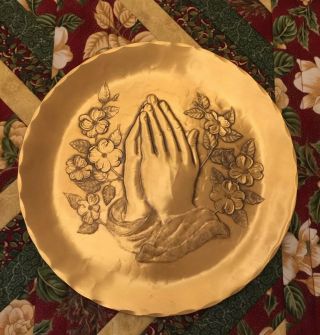 Wendell August Forge Praying Hands Solid Bronze Plate 8.  75”