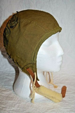 Wwii Us Army Air Forces Large Type A - 9 Summer Flying Cloth Cap Hat W Wool Ears