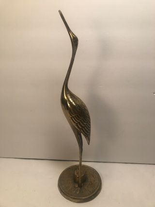 Vintage Brass Egret Crane Heron Bird Figurine Statue 12