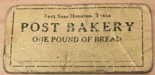 Military Trade Token Chit Fort Sam Houstion Texas Post Bakery