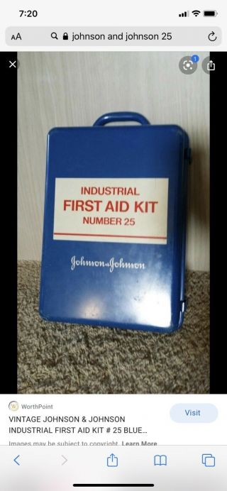 Vintage Johnson & Johnson Industrial First Aid Kit Full Metal Box Made Usa 25