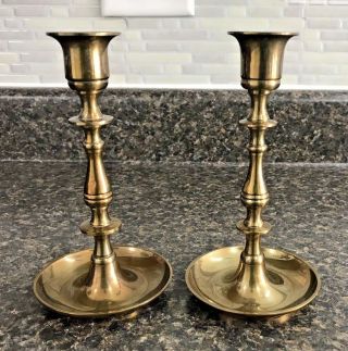 Set Of 2 Vintage Brass Candlestick Candle Holders Made In India 6 3/4 " Tall