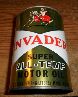 Vintage Invader All - Temp Motor Oil One Quart Can/rare