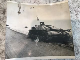 Large Wwii Photo Of Knocked Out German Tank