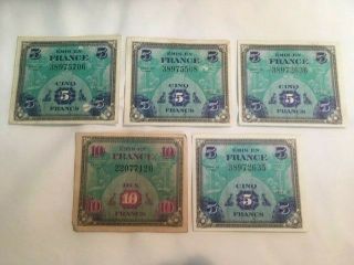 France - WWII - Allied Military Currency / French Bank Notes - 1944 2