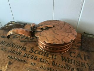 Vintage Gregorian Solid Copper Made In Usa Silent Butler Ash Crumb Pan Lidded