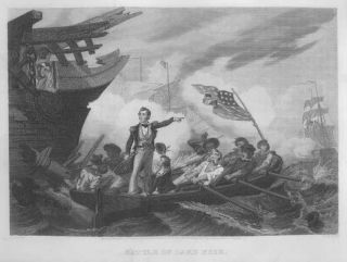 War 1812 Battle Of Lake Erie Oliver Perry Put In Bay 1866 Art Print Engraving