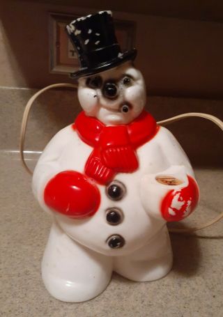 Vintage Mid Century 1950’s Christmas Royal Hard Plastic Light Up Snowman
