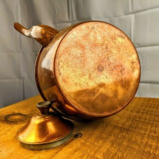 ☕ Vintage Copper Coffee Tea Pot Kettle Made In Portugal w/ Turned Wood Handle 2