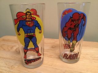 Vintage 1976 Pepsi Series Glass Superman & Flash