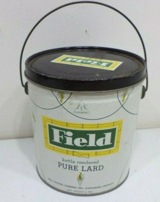 Owensboro Kentucky Lard Tin Can Vintage Field Packing Co.  4 Lb Pail