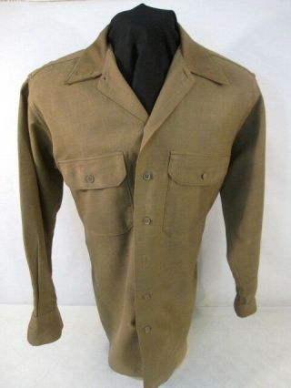 Wwii Us Army Enlisted Wool Uniform Shirt 4th Pat No Gas Flap Sz 15.  5 " X 33 "