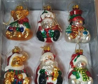 Set Of 6 Vintage Hand Painted Glass Christmas Ornaments Mervyns Mercury Style