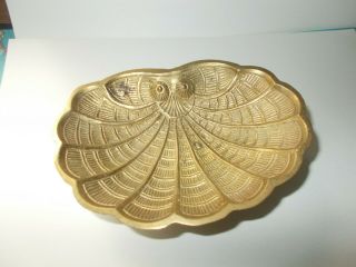 Vintage Brass Metal Seashell Soap Or Trinket Dish Clam Scallop Sea Shell India