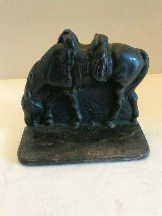 Vintage Cast Iron Horse With Saddle Bookend Door Stop