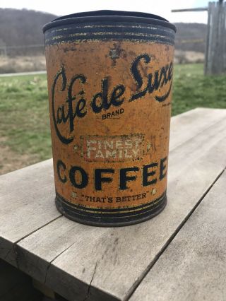 Cafe De Luxe Coffee Advertising Tin Sibley - Almy Co.  Olean Ny Vintage