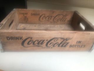 Vintage Coca Cola Bottling Company La Wood Crate 18”x11.  5” Black Letters